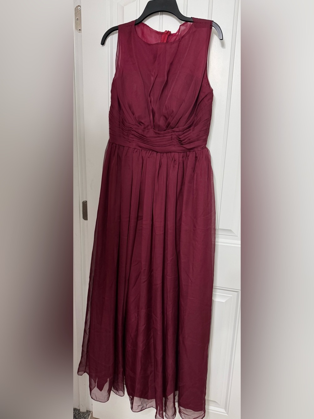 Elegant Burgundy High Neck Chiffon Dress